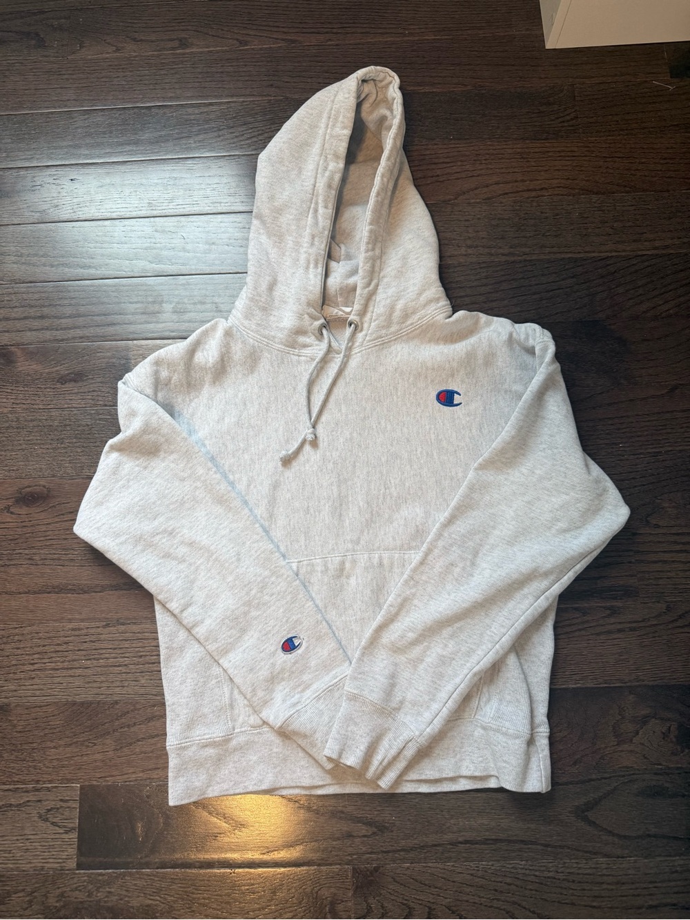 Champion Women's Light Heather Gray Hoodie with Logo
